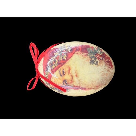 Set Of 4 Vintage Paper Mache Decoupage Santa Father Christmas Ornaments - Picture 8 of 10